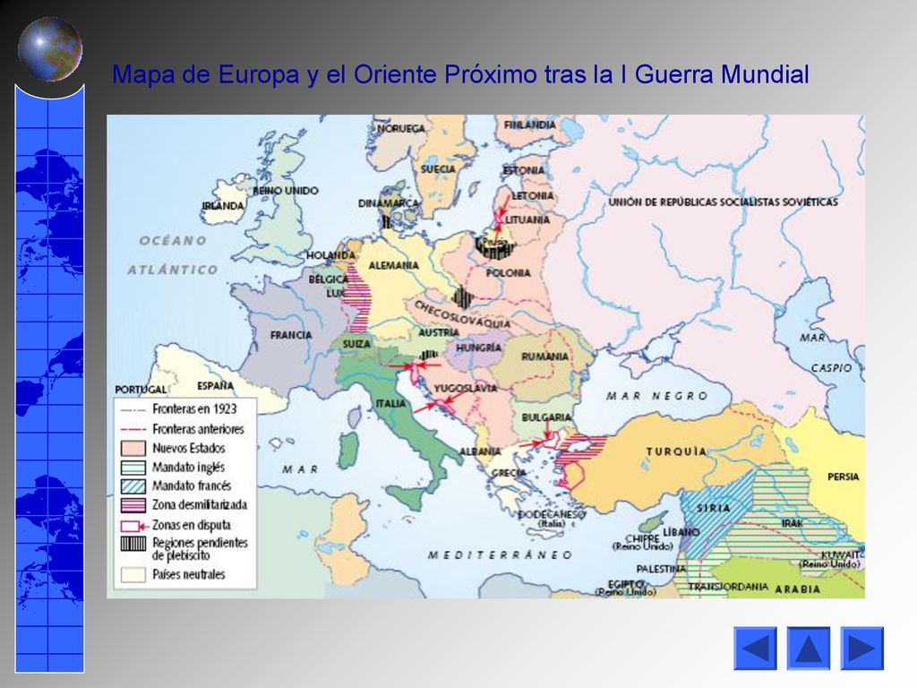 Mapa de Europa y el Oriente Próximo tras la I Guerra Mundial