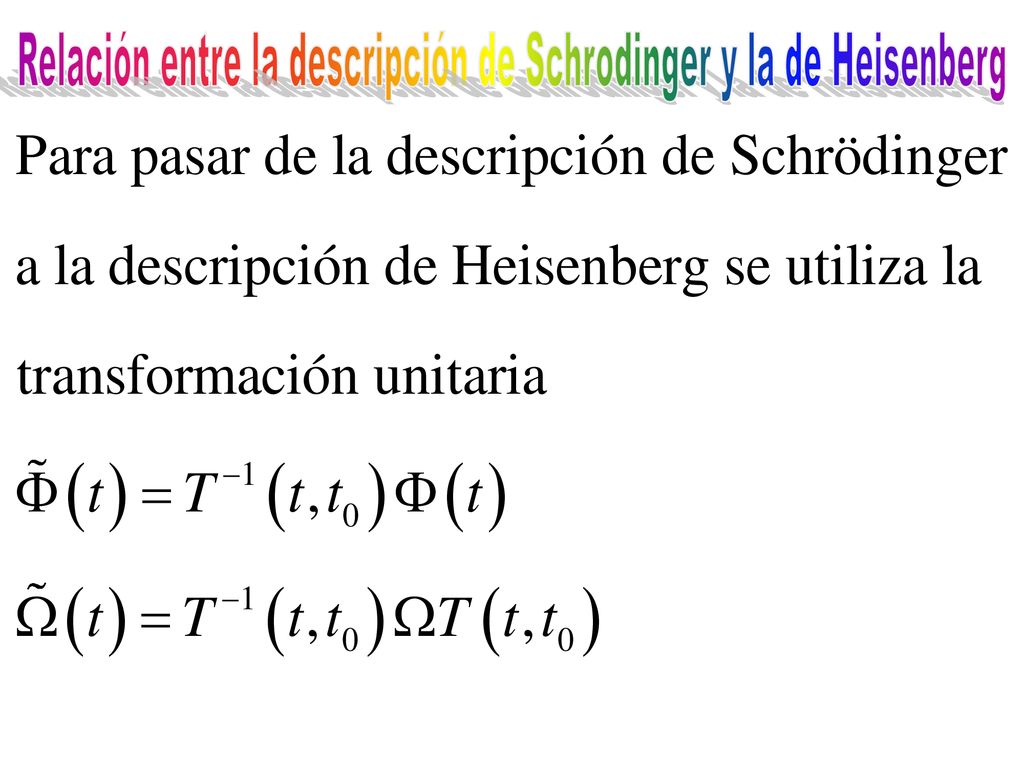 Relación entre la descripción de Schrodinger y la de Heisenberg