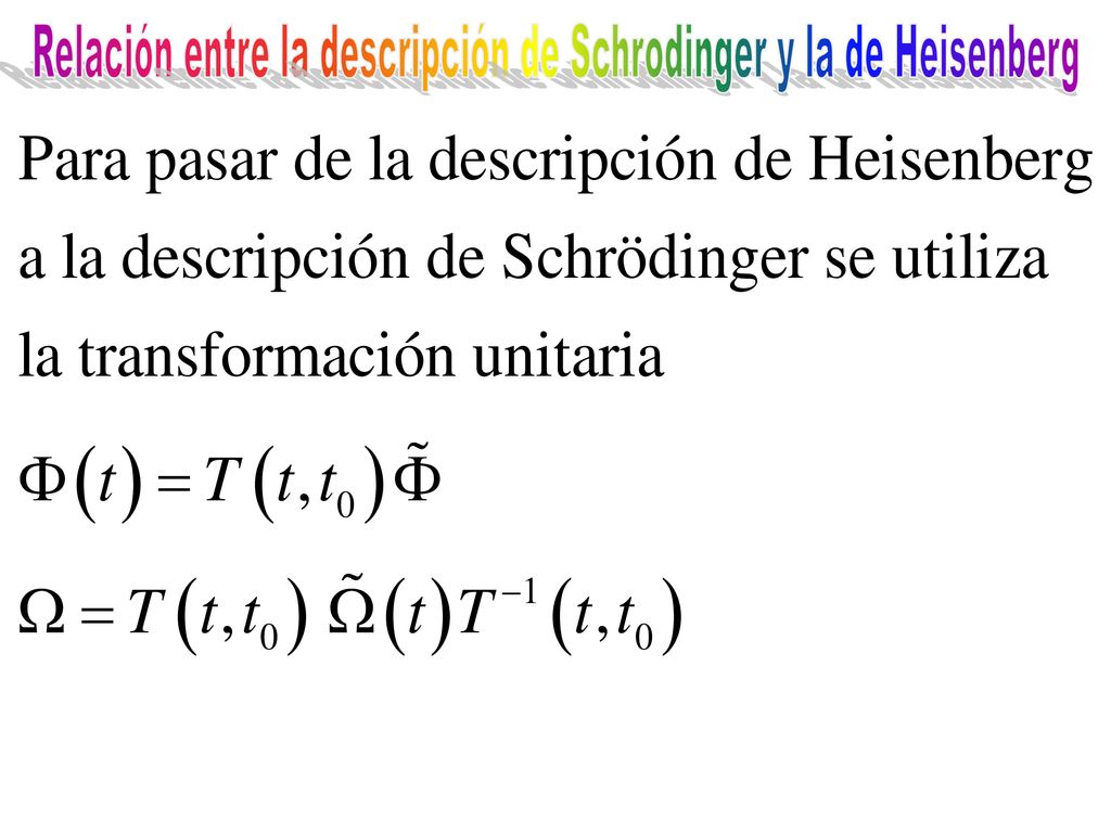 Relación entre la descripción de Schrodinger y la de Heisenberg
