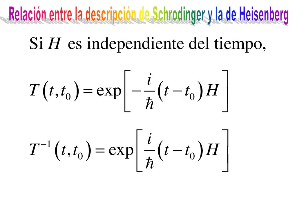 Relación entre la descripción de Schrodinger y la de Heisenberg