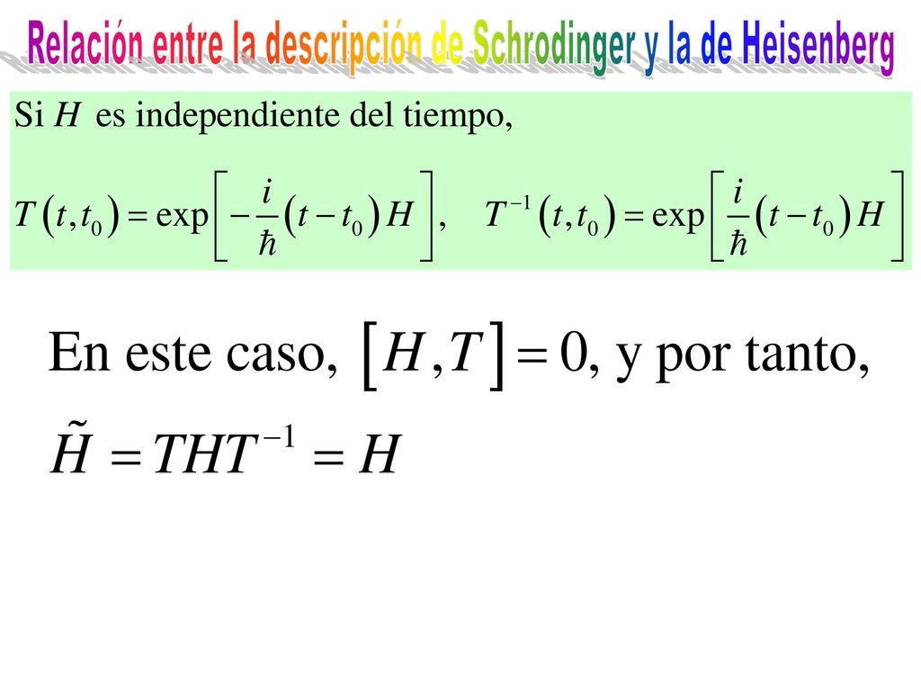 Relación entre la descripción de Schrodinger y la de Heisenberg