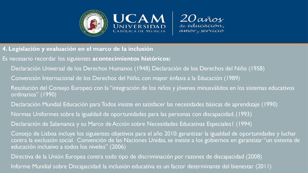 4. Legislación y evaluación en el marco de la inclusión