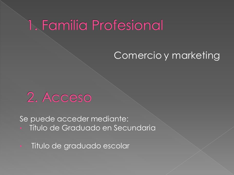 1. Familia Profesional 2. Acceso Comercio y marketing