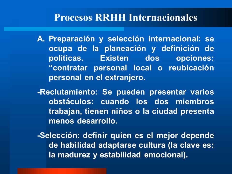 Procesos RRHH Internacionales