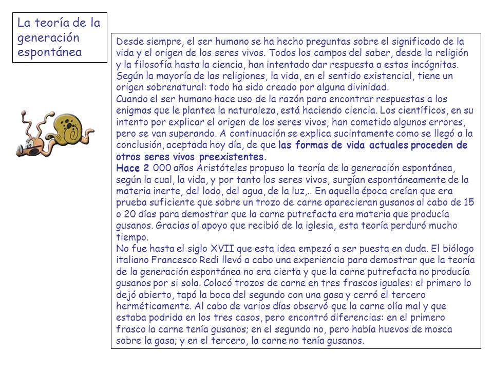 La teoría de la generación espontánea