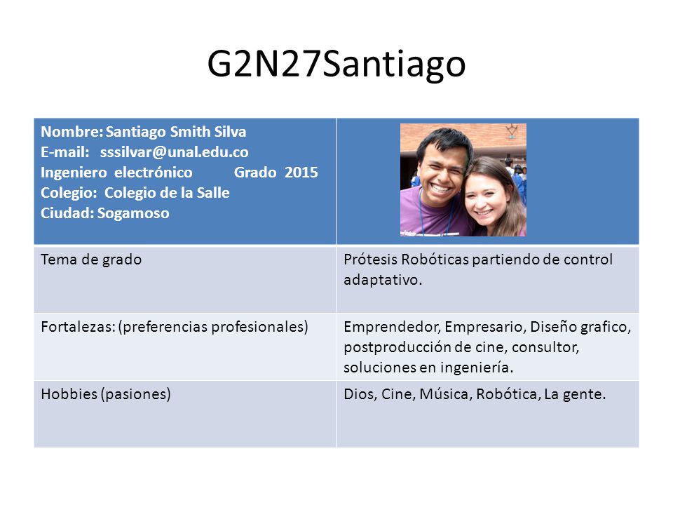 G2N27Santiago Nombre: Santiago Smith Silva