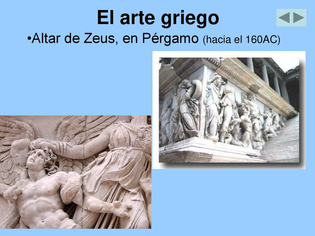 El arte griego Altar de Zeus, en Pérgamo (hacia el 160AC)