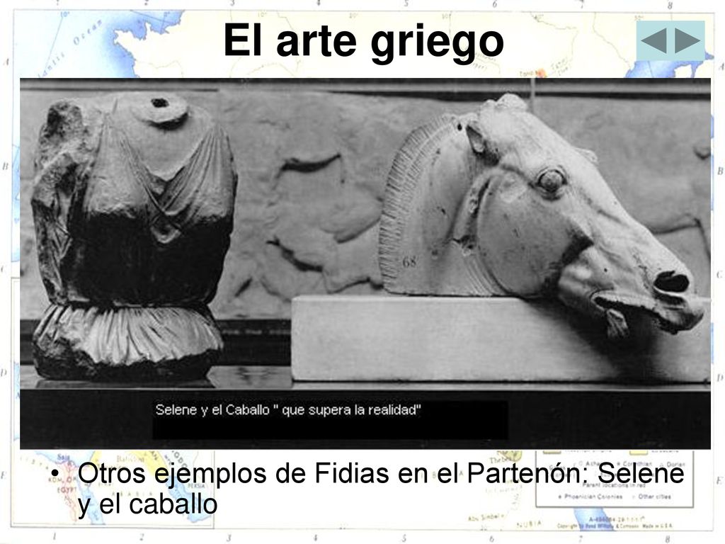 El arte griego Otros ejemplos de Fidias en el Partenón: Selene y el caballo