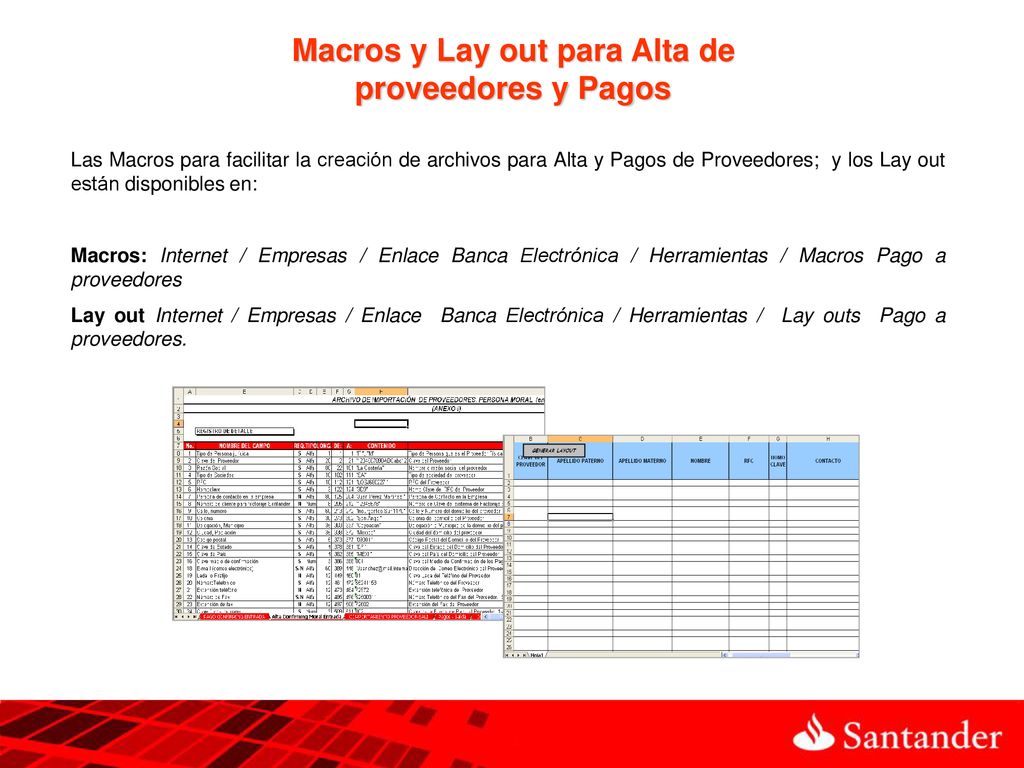 Macros y Lay out para Alta de proveedores y Pagos