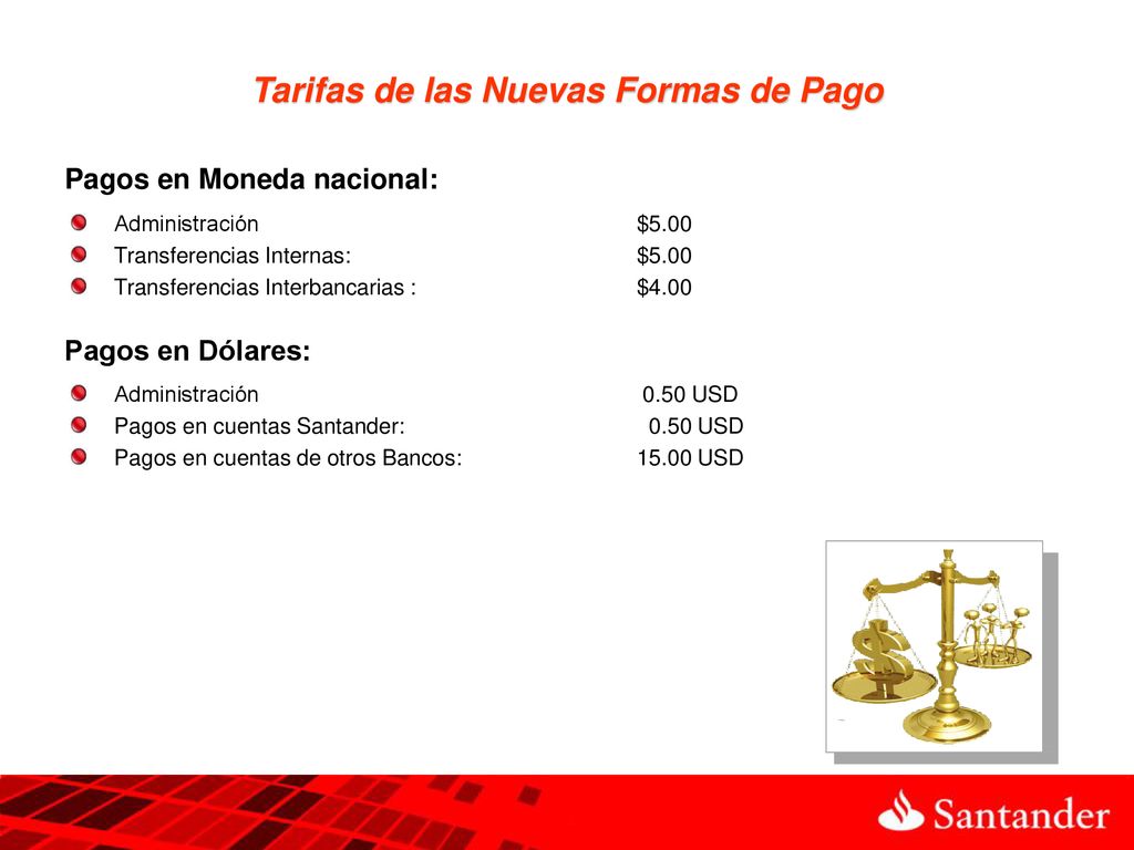 Tarifas de las Nuevas Formas de Pago Pagos en Moneda nacional: