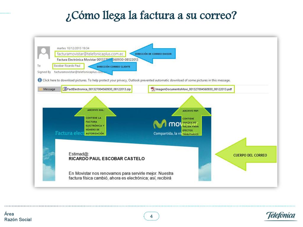 ¿Cómo llega la factura a su correo