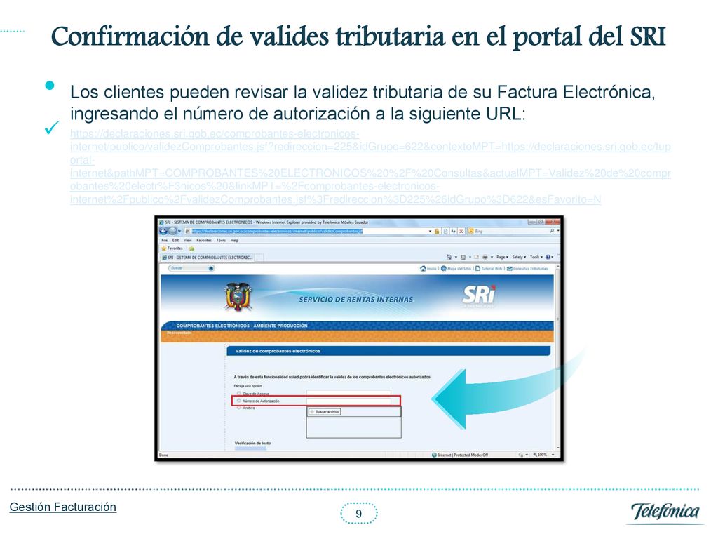 Confirmación de valides tributaria en el portal del SRI