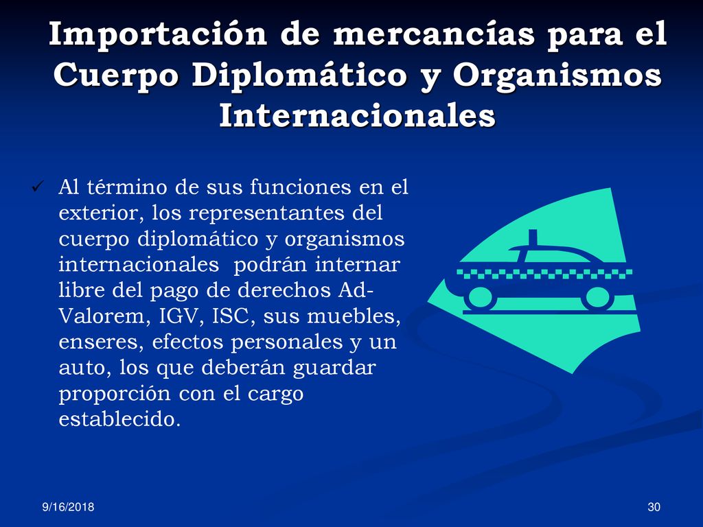 Importación de mercancías para el Cuerpo Diplomático y Organismos Internacionales