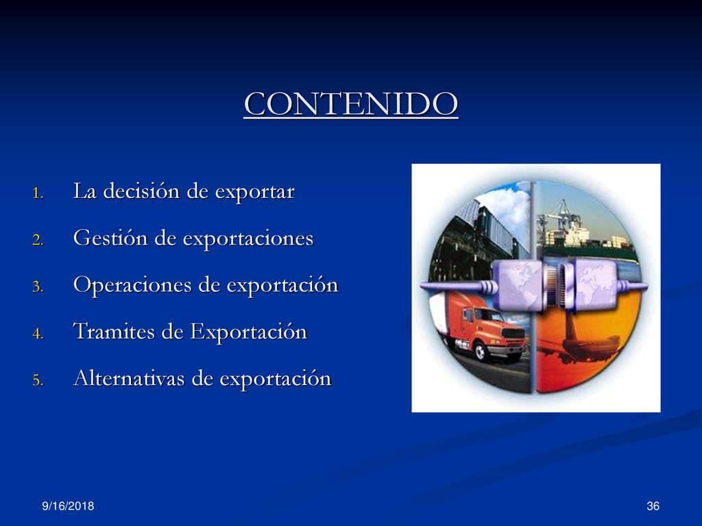 CONTENIDO La decisión de exportar Gestión de exportaciones