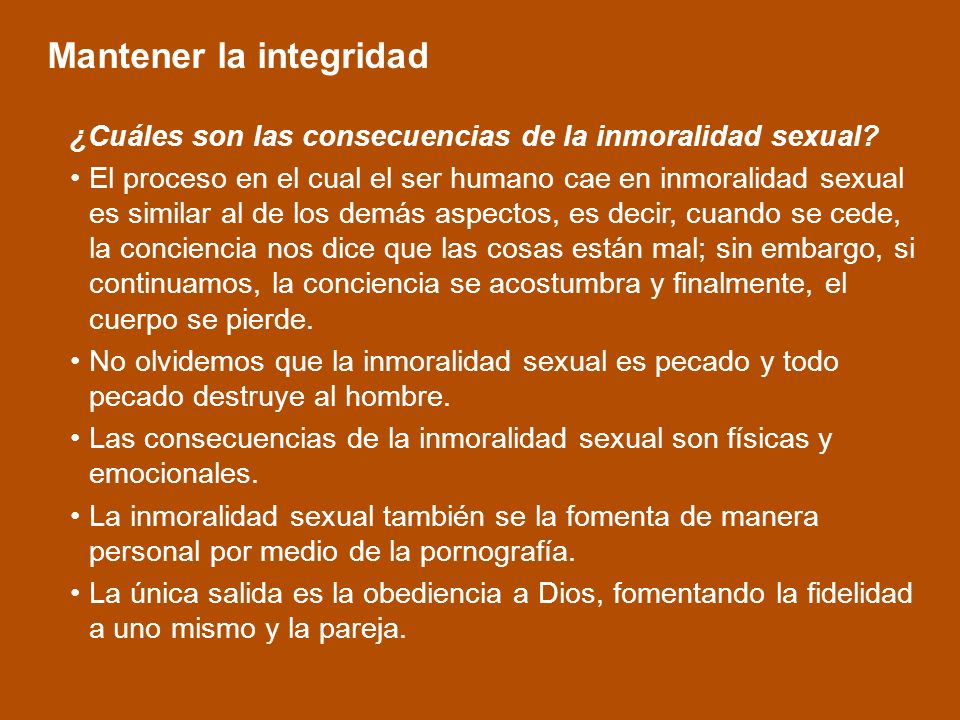 ¿Cuáles son las consecuencias de la inmoralidad sexual