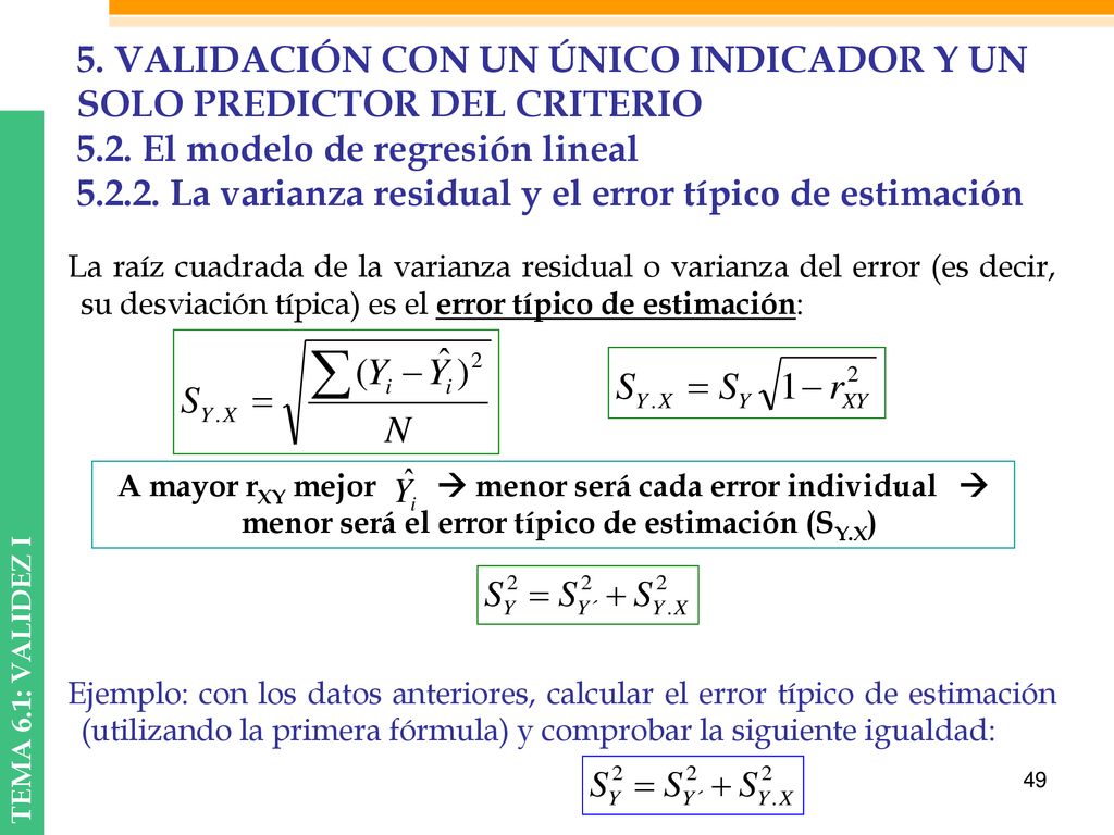 5. VALIDACIÓN CON UN ÚNICO INDICADOR Y UN SOLO PREDICTOR DEL CRITERIO