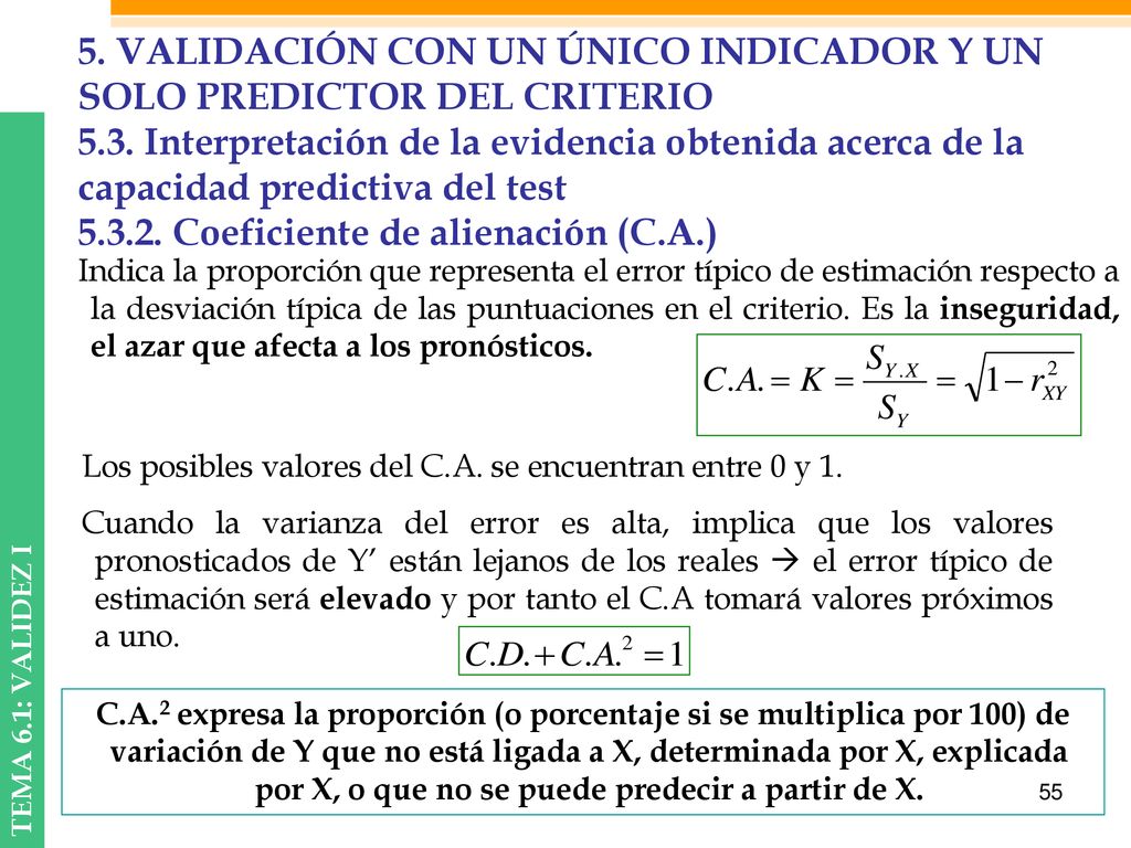 5. VALIDACIÓN CON UN ÚNICO INDICADOR Y UN SOLO PREDICTOR DEL CRITERIO