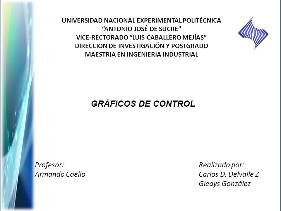 GRÁFICOS DE CONTROL Profesor: Armando Coello Realizado por: