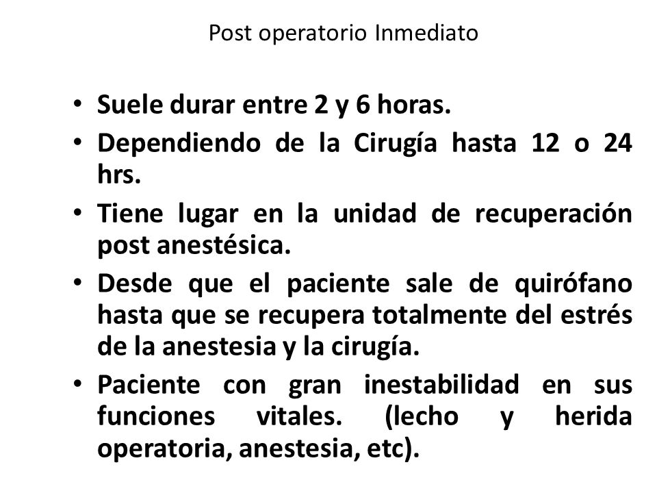 Post operatorio Inmediato