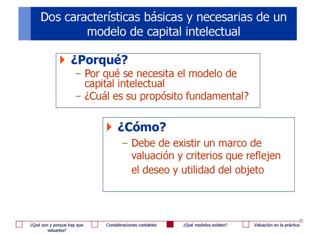 Dos características básicas y necesarias de un modelo de capital intelectual
