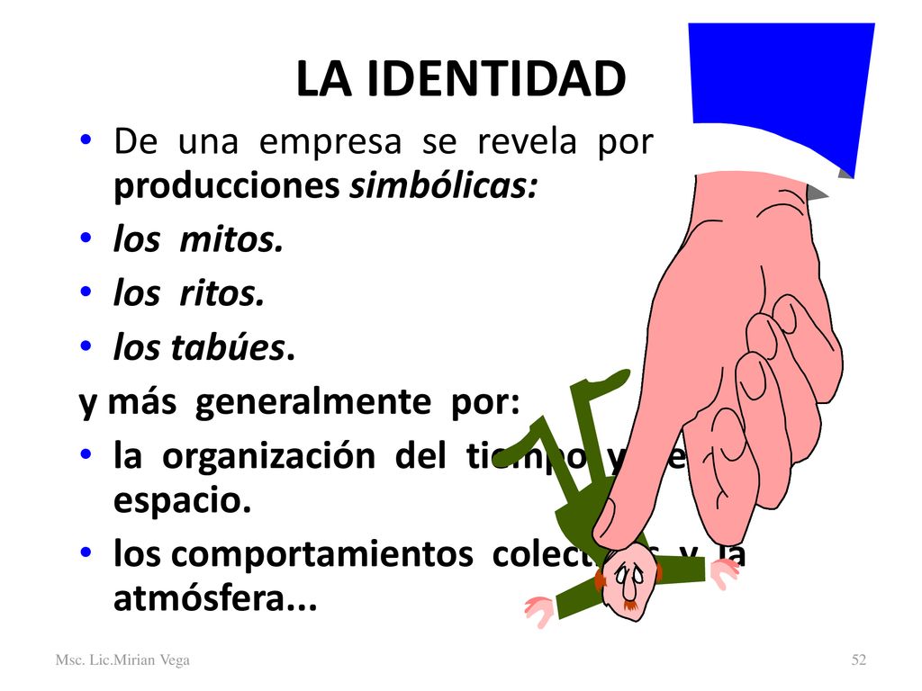 LA IDENTIDAD De una empresa se revela por producciones simbólicas: