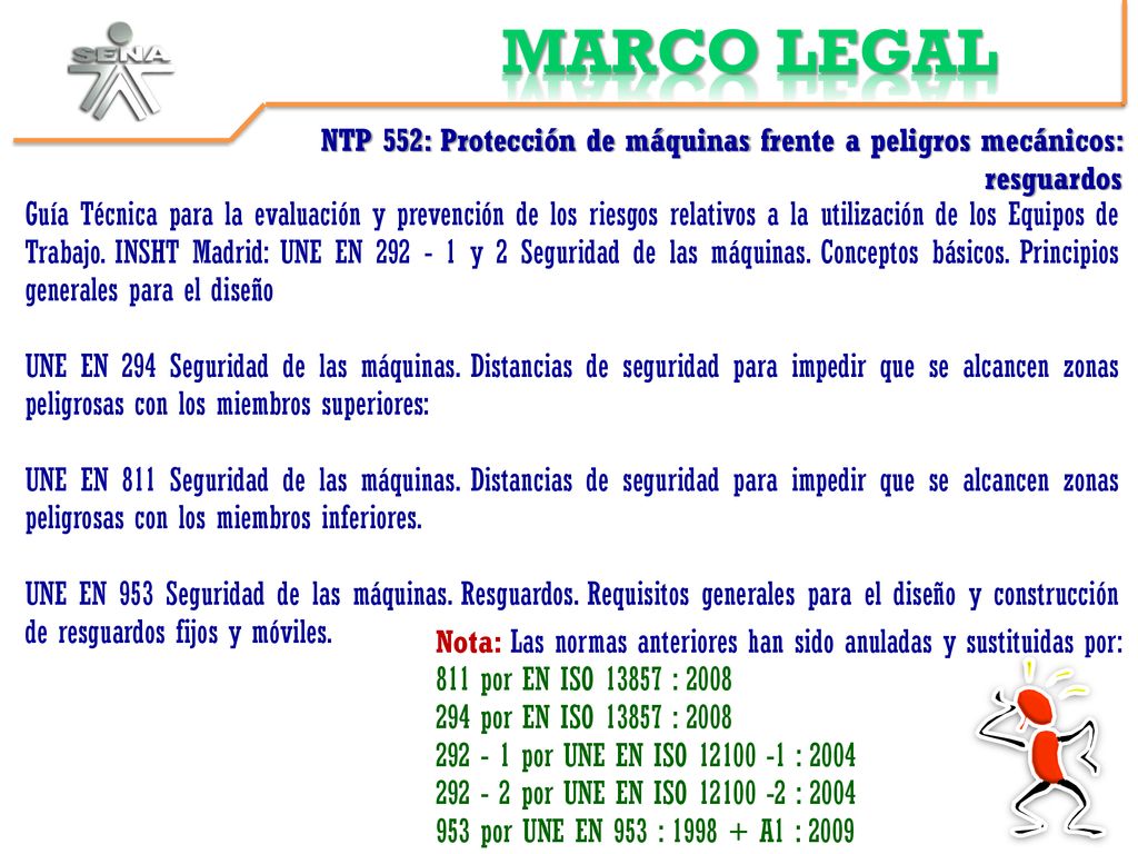 MARCO LEGAL NTP 552: Protección de máquinas frente a peligros mecánicos: resguardos.