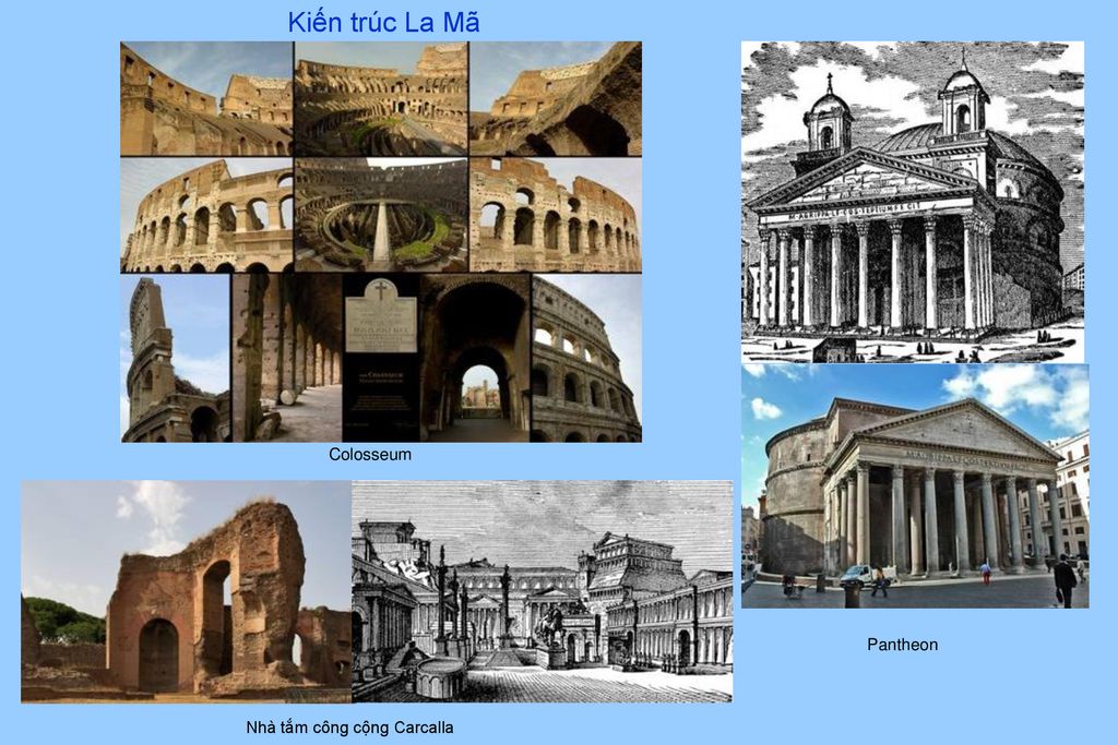 Kiến trúc La Mã Colosseum Pantheon Nhà tắm công cộng Carcalla