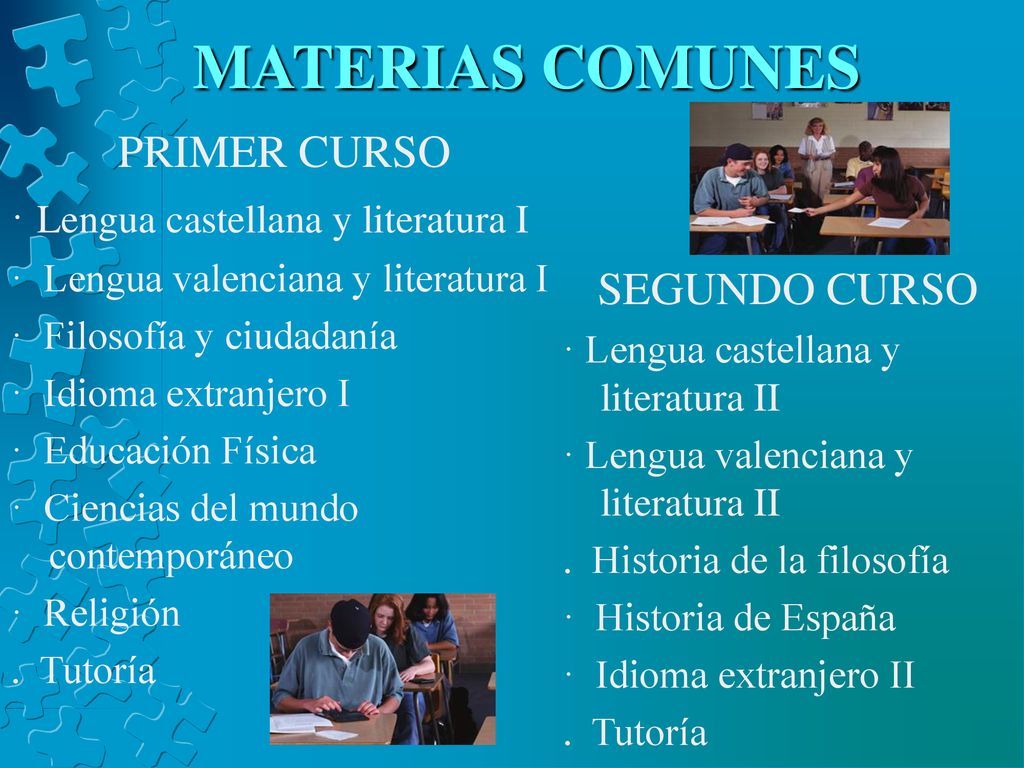 MATERIAS COMUNES PRIMER CURSO · Lengua castellana y literatura I