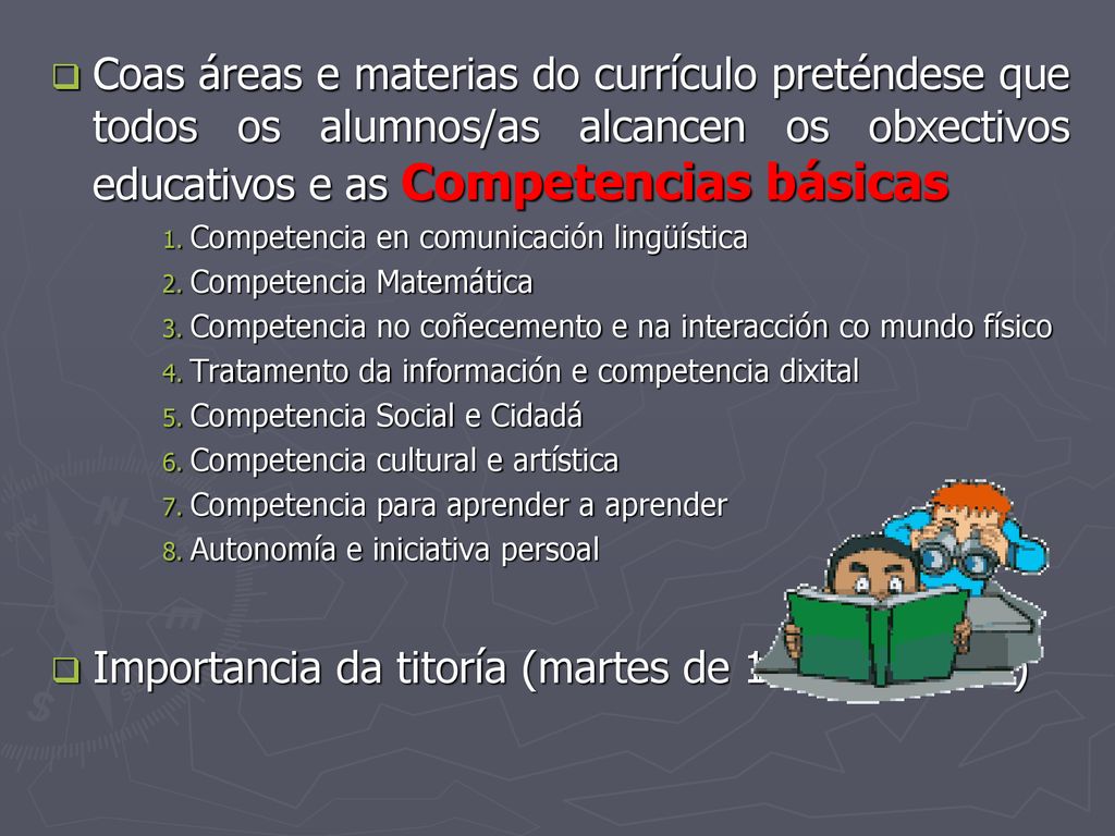 Importancia da titoría (martes de 17:00 a 18:00)