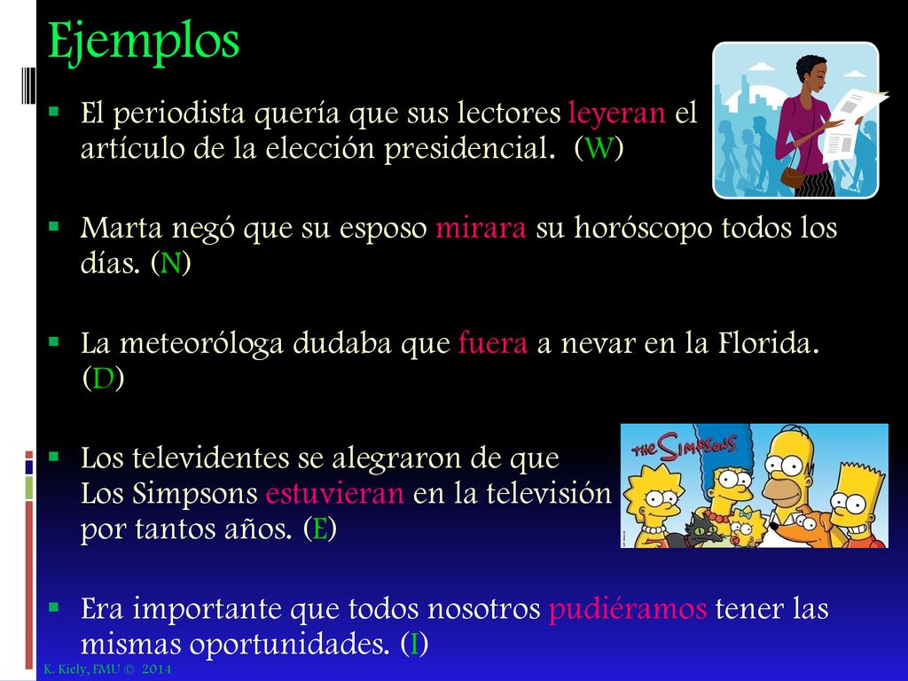 Ejemplos El periodista quería que sus lectores leyeran el artículo de la elección presidencial. (W)