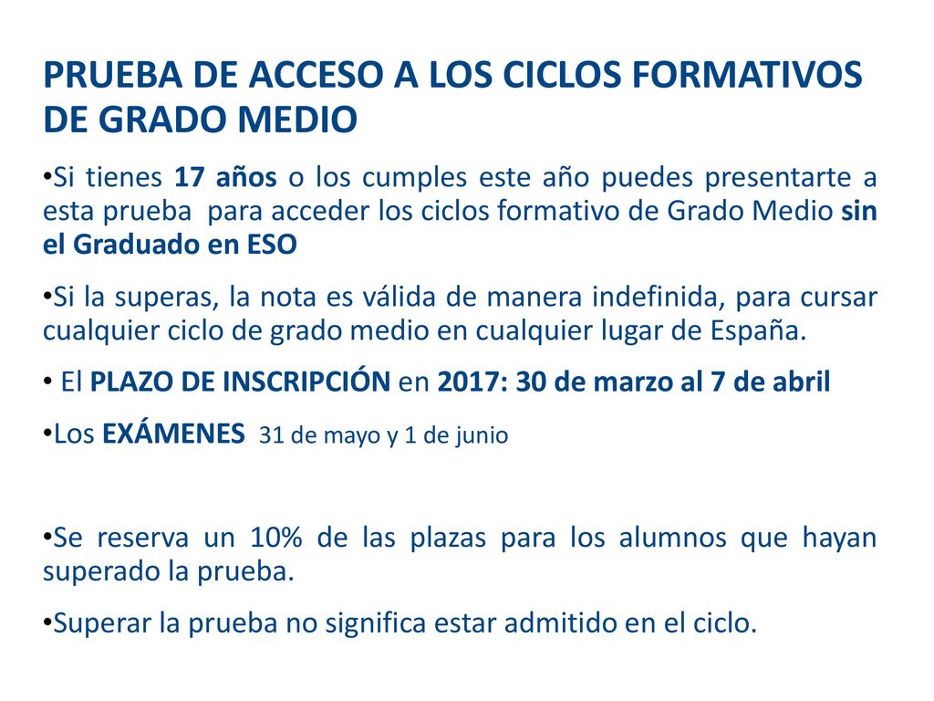 PRUEBA DE ACCESO A LOS CICLOS FORMATIVOS DE GRADO MEDIO