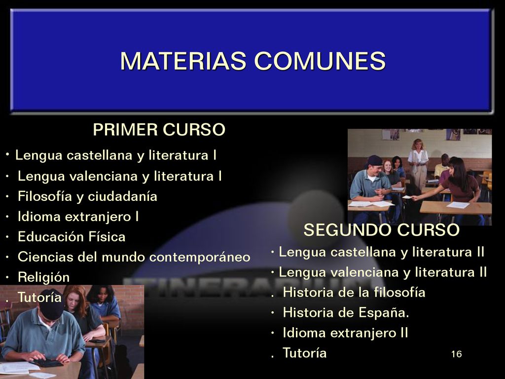 MATERIAS COMUNES PRIMER CURSO · Lengua castellana y literatura I