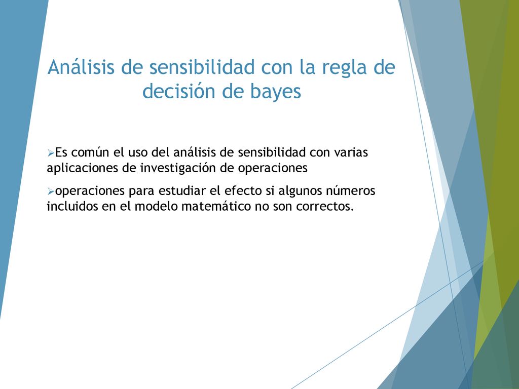 Análisis de sensibilidad con la regla de decisión de bayes