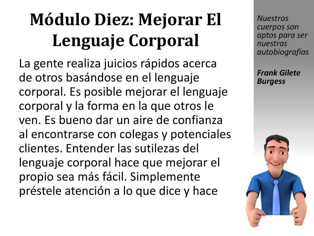 Módulo Diez: Mejorar El Lenguaje Corporal