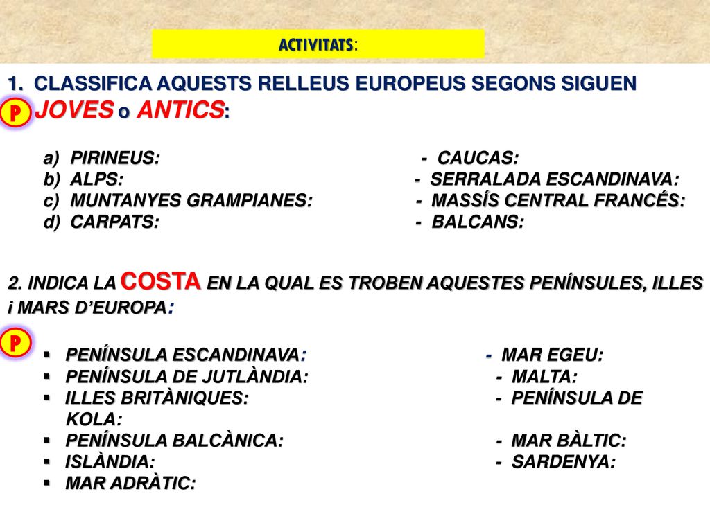 P P CLASSIFICA AQUESTS RELLEUS EUROPEUS SEGONS SIGUEN JOVES o ANTICS: