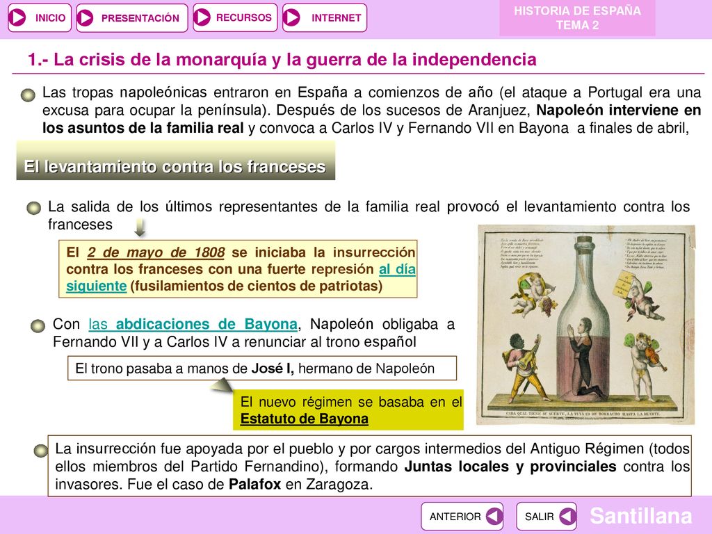 1.- La crisis de la monarquía y la guerra de la independencia