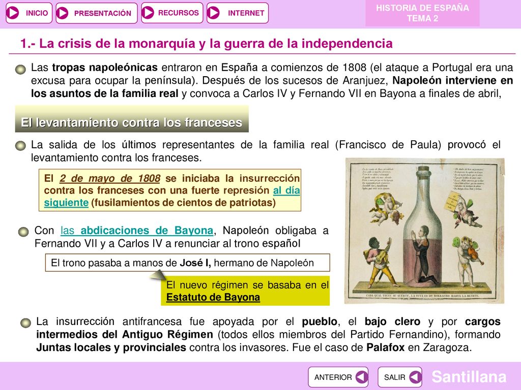 1.- La crisis de la monarquía y la guerra de la independencia