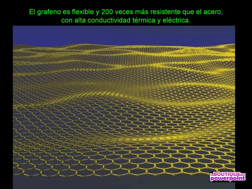 El grafeno es flexible y 200 veces más resistente que el acero, con alta conductividad térmica y eléctrica.
