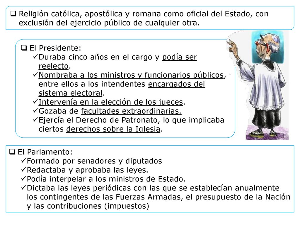 Religión católica, apostólica y romana como oficial del Estado, con exclusión del ejercicio público de cualquier otra.