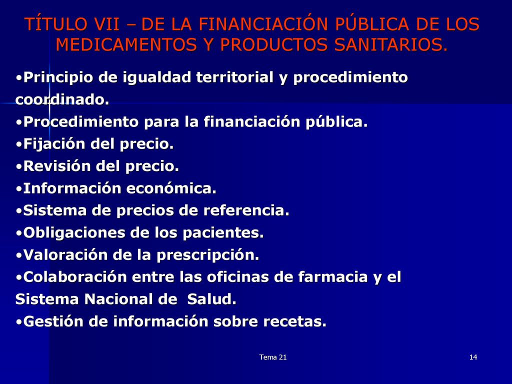 TÍTULO VII – DE LA FINANCIACIÓN PÚBLICA DE LOS MEDICAMENTOS Y PRODUCTOS SANITARIOS.