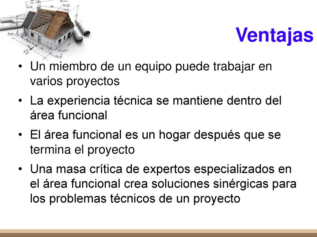 Ventajas Un miembro de un equipo puede trabajar en varios proyectos