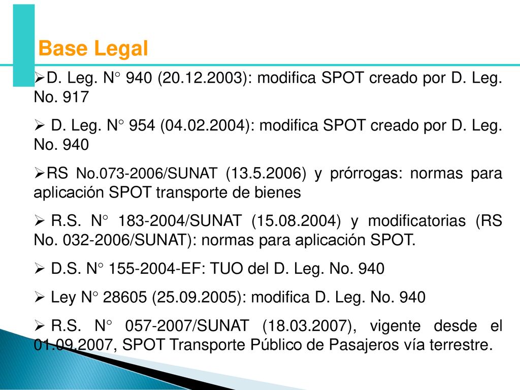 Base Legal D. Leg. N° 940 ( ): modifica SPOT creado por D. Leg. No