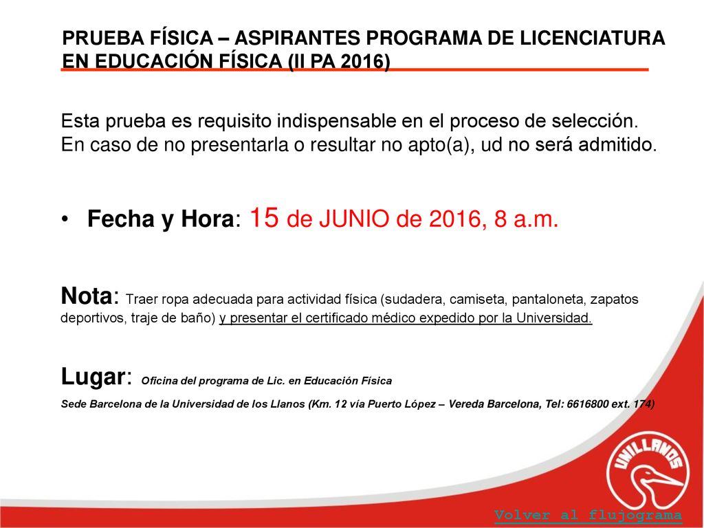 Fecha y Hora: 15 de JUNIO de 2016, 8 a.m.