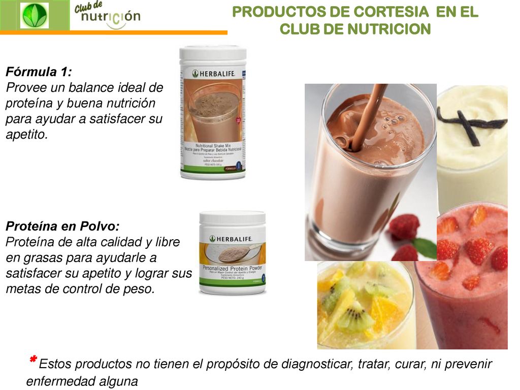PRODUCTOS DE CORTESIA EN EL CLUB DE NUTRICION