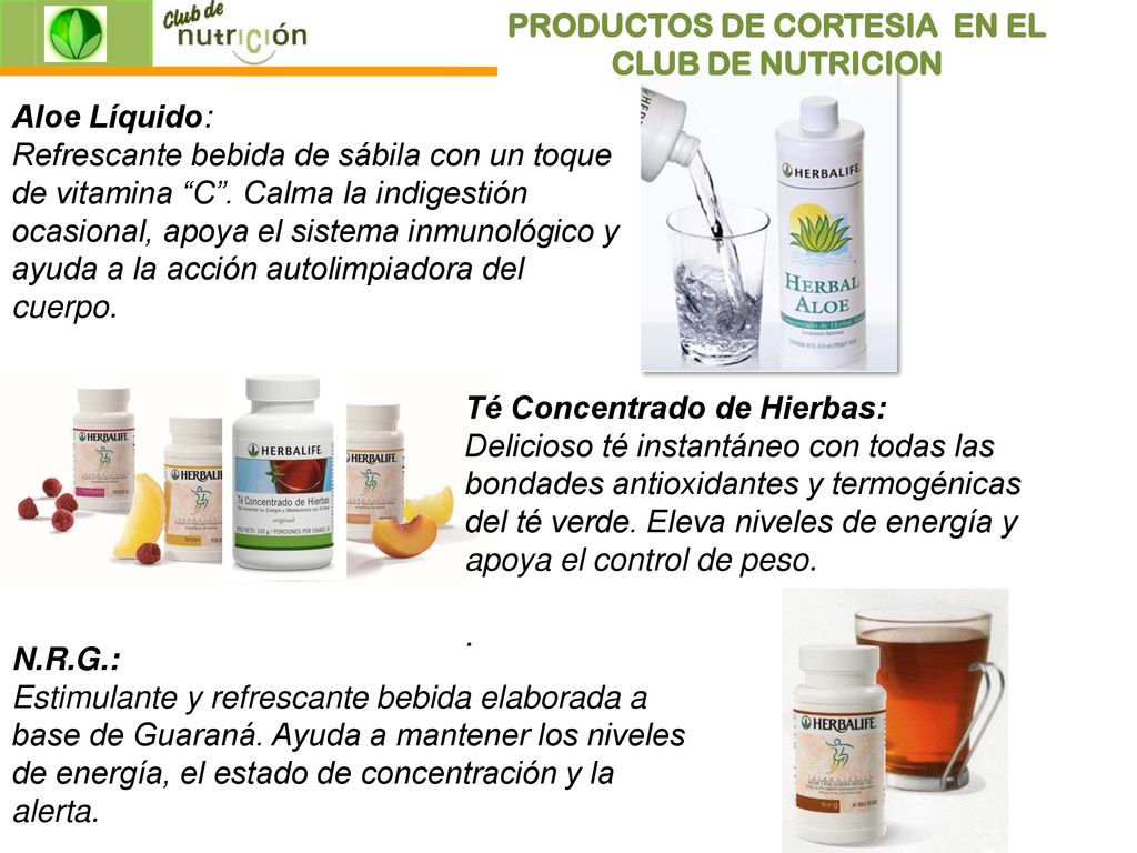 PRODUCTOS DE CORTESIA EN EL CLUB DE NUTRICION