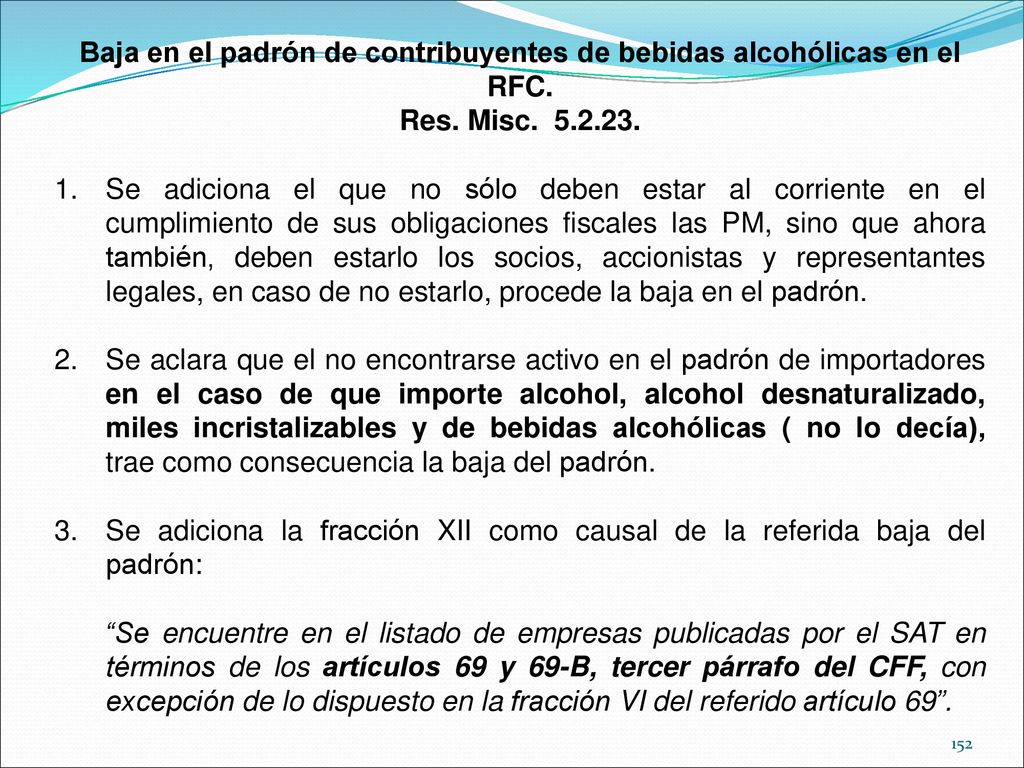 Baja en el padrón de contribuyentes de bebidas alcohólicas en el RFC.
