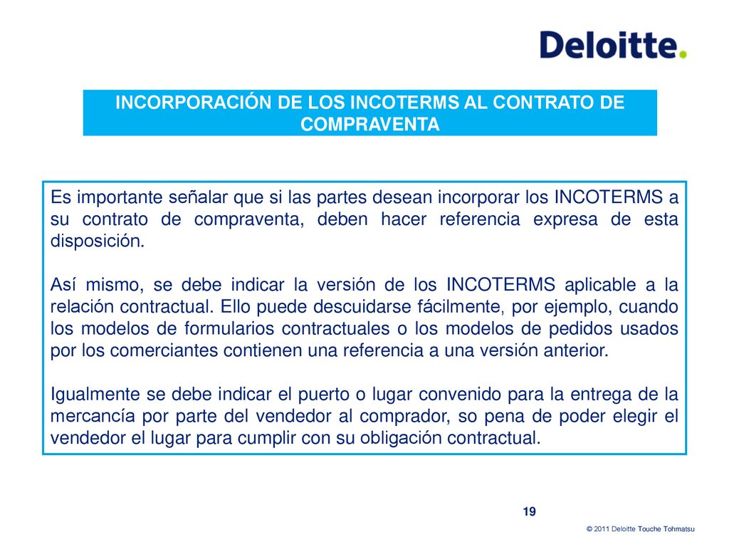 INCORPORACIÓN DE LOS INCOTERMS AL CONTRATO DE COMPRAVENTA