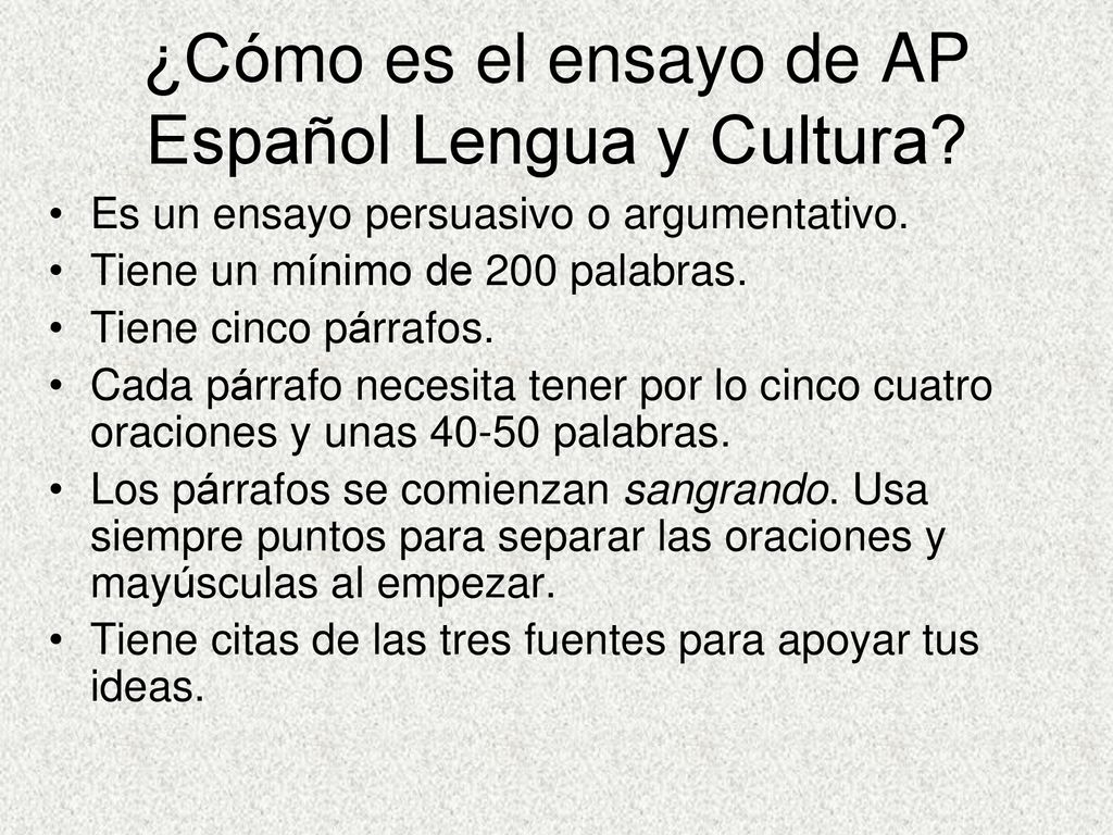 ¿Cómo es el ensayo de AP Español Lengua y Cultura