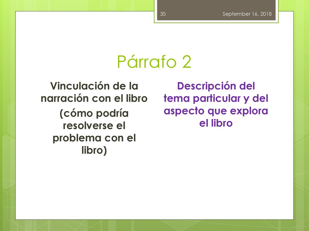 Descripción del tema particular y del aspecto que explora el libro