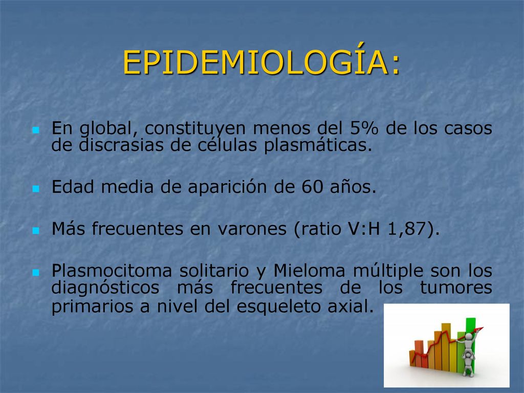EPIDEMIOLOGÍA: En global, constituyen menos del 5% de los casos de discrasias de células plasmáticas.